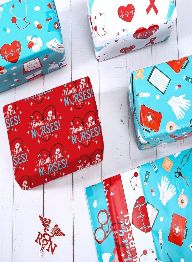 Whaline 12 Sheet Nurse Wrapping Paper - Medical School Assorted Design Gift Wrap 27.6 x 19.7 Inch - Healthcare Stethoscope Printed Folded Packing Paper for Doctors Party Favors - Image 5